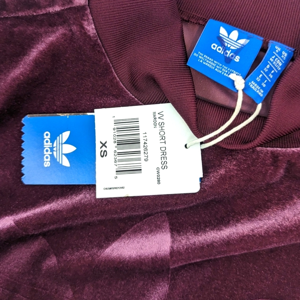 Adidas Originals Velvet Vibes Short Dress NEW Womens XS Purple Active Stretch - Picture 8 of 12